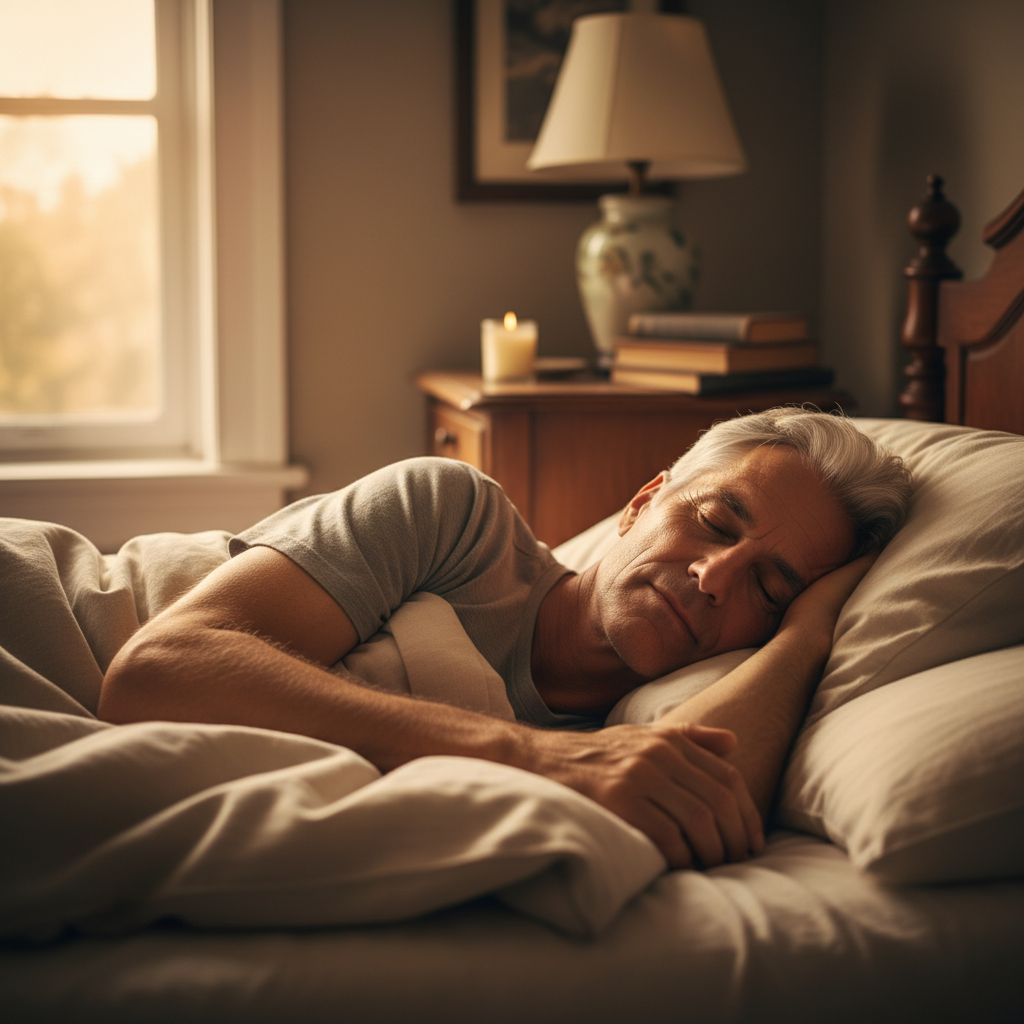 Older man sleeping deeply and peacefully