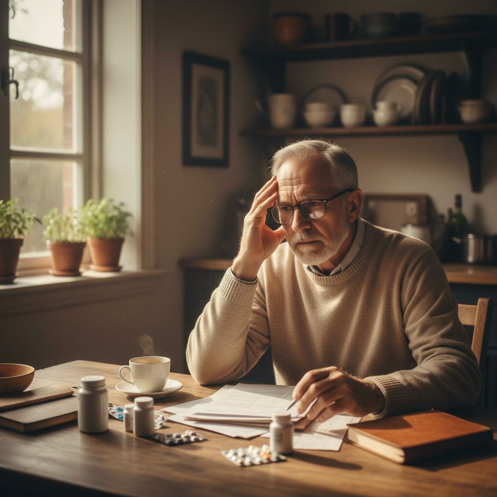 Senior man pausing, searching for a word he has known for fifty years