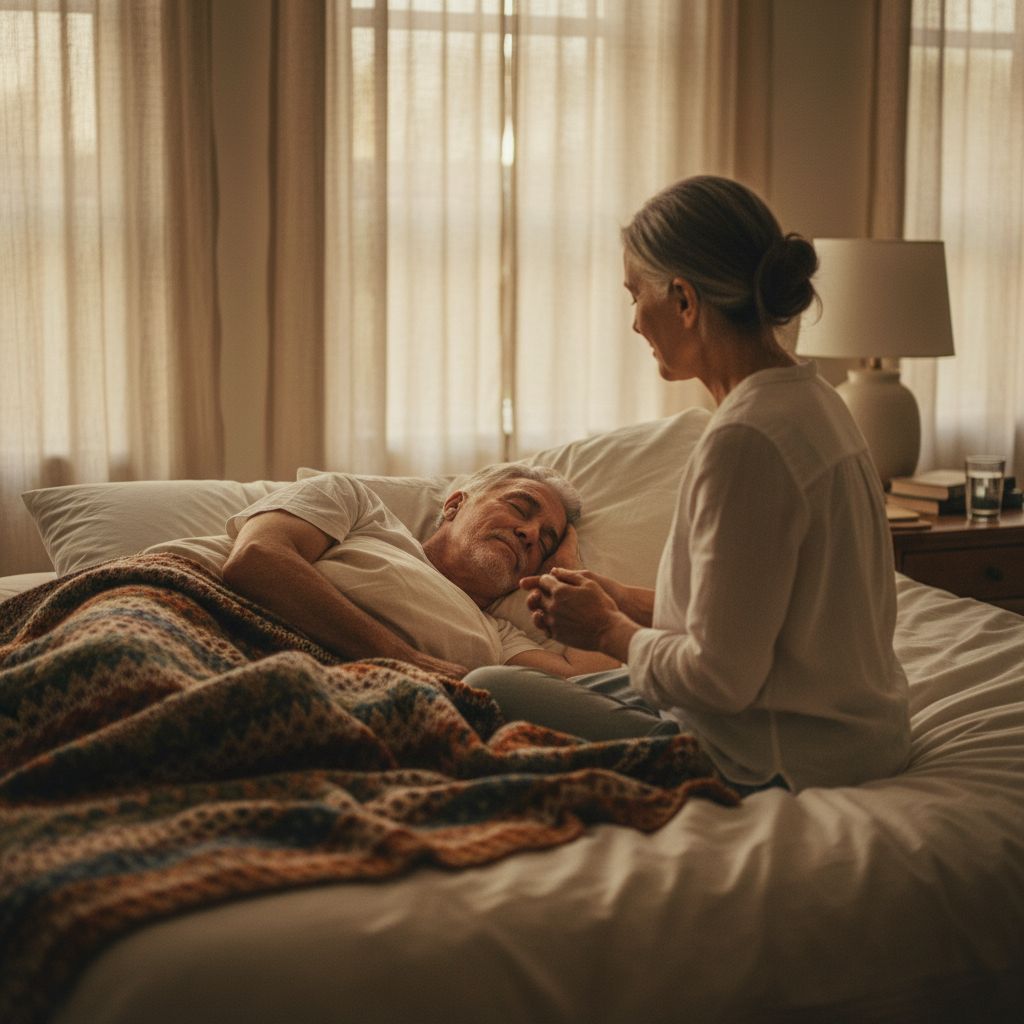 Senior man sleeping deeply with vivid dreams