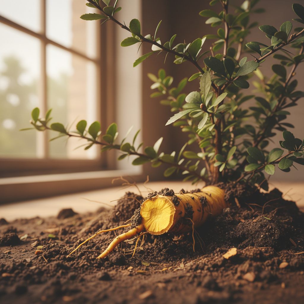 Berberis plant with vivid yellow berberine root
